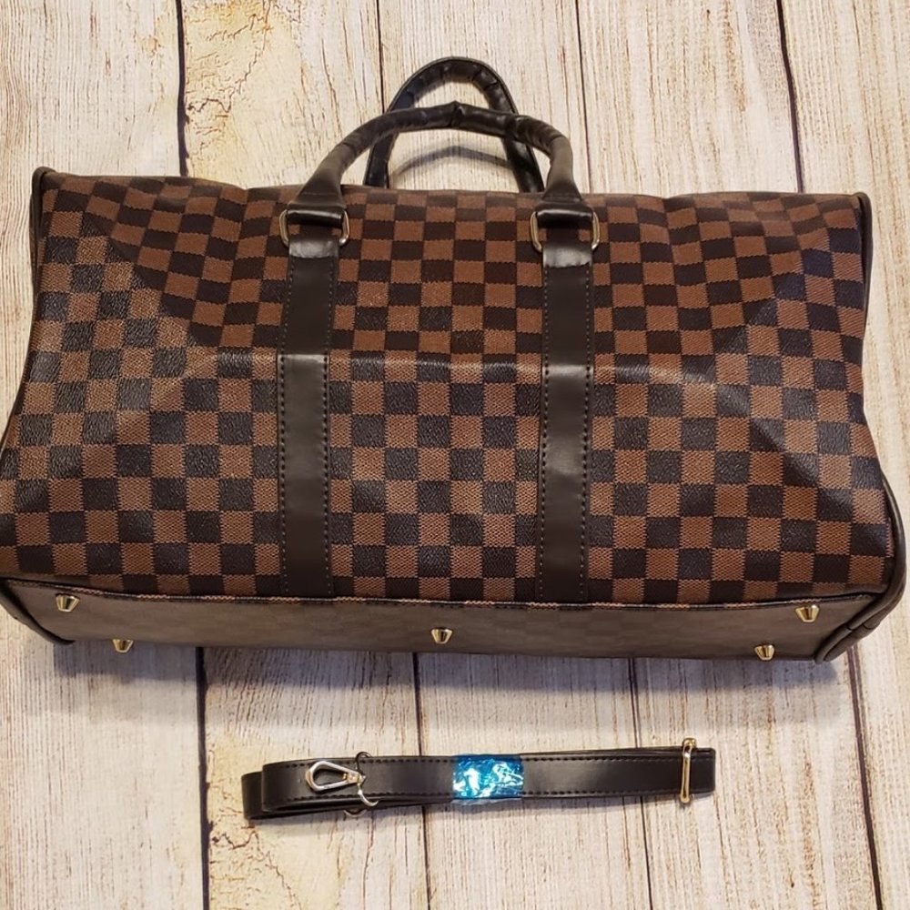 checkered duffel bag